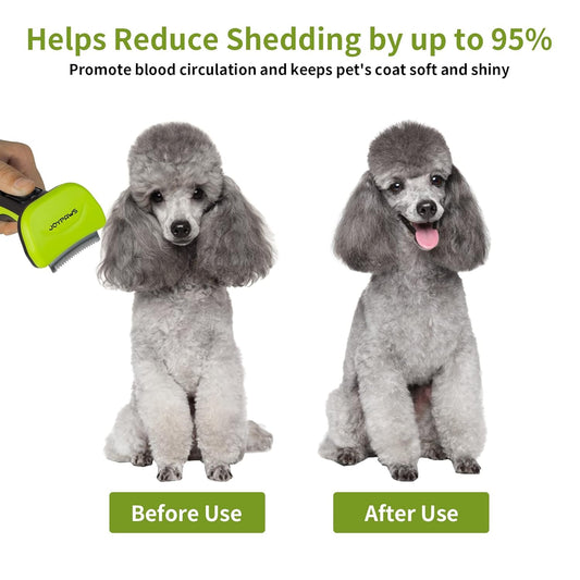 Pet Grooming Brush for Dogs and Cats, Self-Cleaning Undercoat Deshedding Tool, Effectively Reduces Shedding by Up to 95%, Long or Short Hair Remover for Grooming, Green, Hair Brush