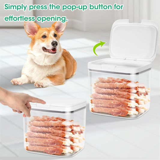 TBMax Dog Cat Food Storage Container 6-8 Lbs with Easy-Carrying Handles, Stackable Pet Food Dog Treat Container with Pop Up Lids, Airtight Food Storage Bin for Kitchen Organization