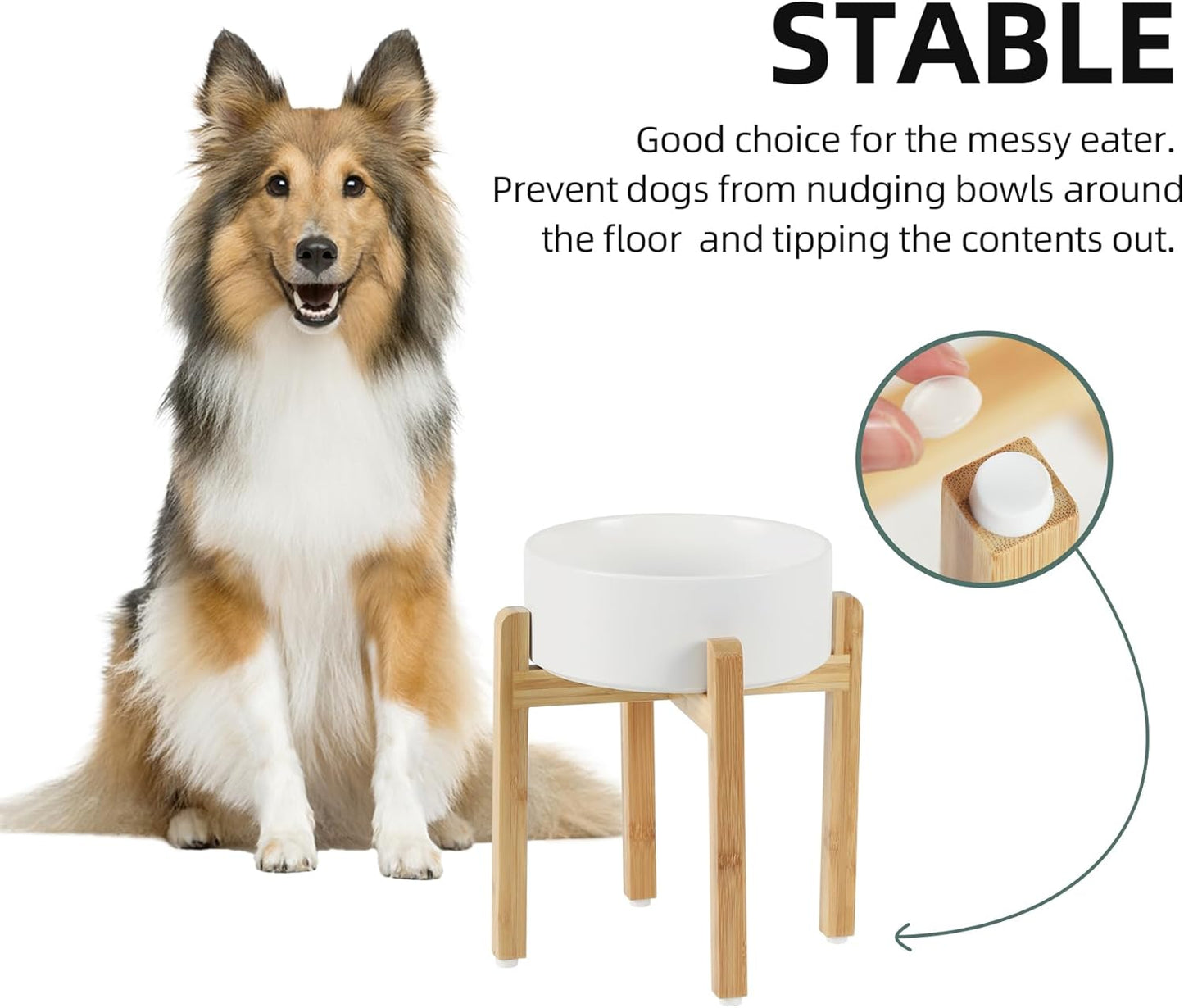 Havniva 8.3” Dog Bowls Elevated Ceramic Dog Food and Water Bowl, Raised Dog Water Bowl with Stand Non-Slip Rubber Base Large Capacity Feeding Pet Food Bowl for Large Dogs