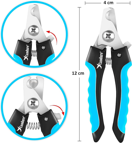 Candure Dog Nail Clippers Professional Pet Nail Clipper Suitable for Cats, Rabbits and Guinea Pigs - Safety Lock/Protective Guard to Avoid Over Cutting (Green, Medium to Small)
