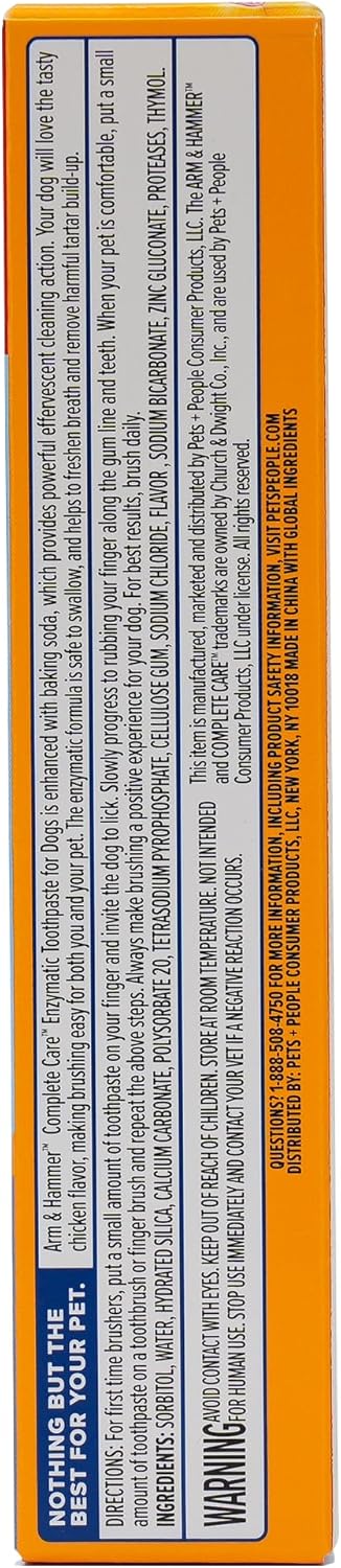 Arm & Hammer Complete Care Dog Dental Kit, Chicken Flavor - Includes Enzymatic Dog Toothpaste and Toothbrush for Dogs - Baking Soda Enhanced Formula, 0.84 Oz