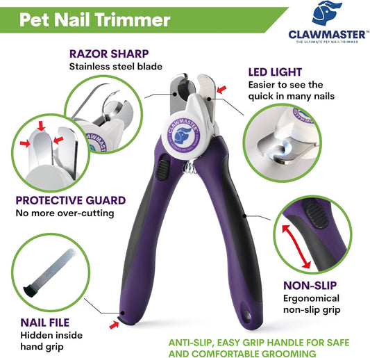 LED Pet Nail Clippers – Illuminated Dog & Cat Claw Trimmer with 3.5mm Stainless Steel Blade, Safety Guard & Built-in Light for Safe, Easy Grooming