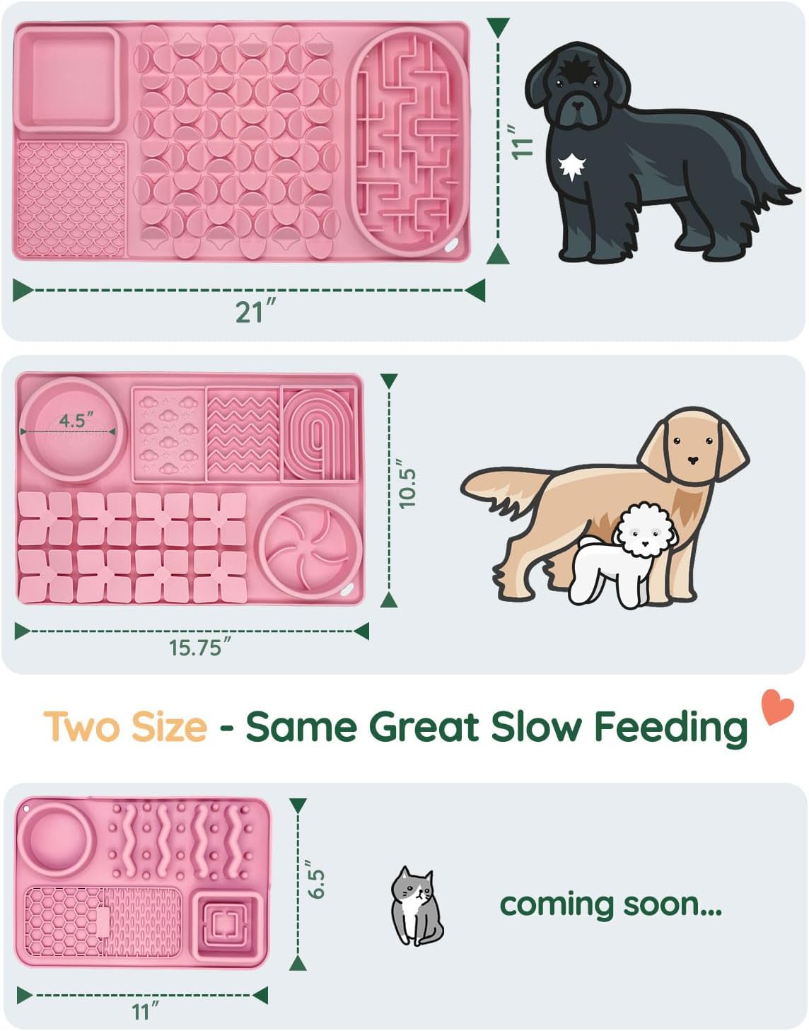 Slow Feeder Bowl for Large dog, Silicone Lick Mat & Snuffle Mat with Suction Cups - Interactive Puzzle Feeder to Slow Eating & Keep Busy, Reduce Vomiting & Relieve Boredom (21"x 11" Light Blue)