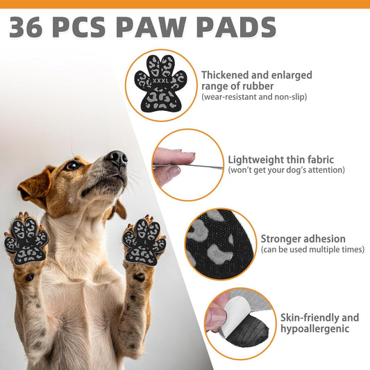 KOOLTAIL Dog Paw Protector Pads for Hot Pavement, Anti-Slip Grips Traction for Senior Dogs on Hardwood Floors,36 pcs Dog Feet Stickers with Stronger Adhesive, Pet Shoes Booties Socks Replacement,XL