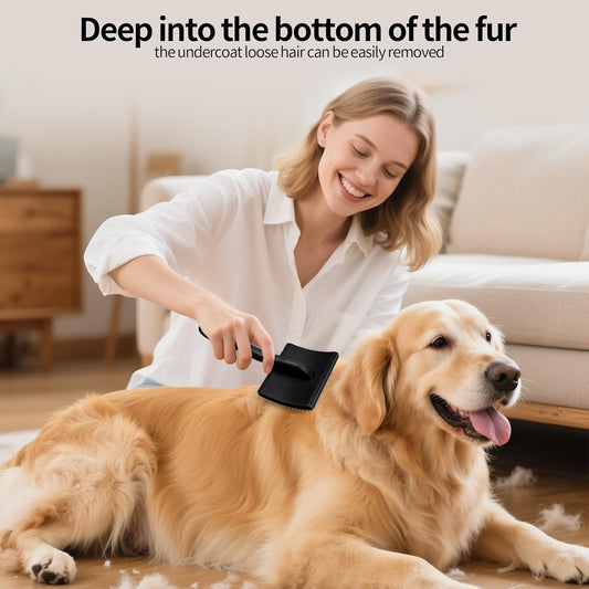 Pet Slicker Brush for Long & Short Hair - Detangling Tool for Dogs & Cats - 135° Angled Stainless Steel Pins, Curved Handle - Gentle Grooming for Small/Medium/Large Breeds (Lavender)