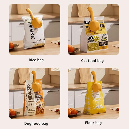 Functional Kitchens Spoon and Sealing Clip Portable Food Scoops for Dog and Cats Food Perfect for Grains and Rice Bag Clip Spoon