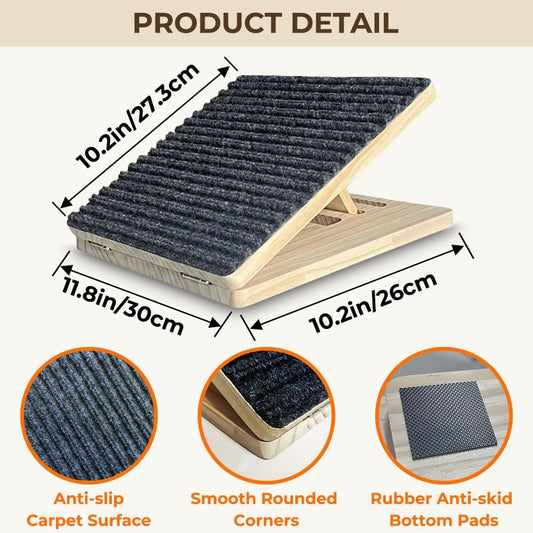 2 Pack Foldable Portable Folding Wooden Dog Stairs Wedge Pet Cat Steps Ramp Helper Indoor for Small Dogs Ivdd Old Cats Older Senior Orthopedic Dog Puppy Doggie Dachshund with Non-Slip Mat