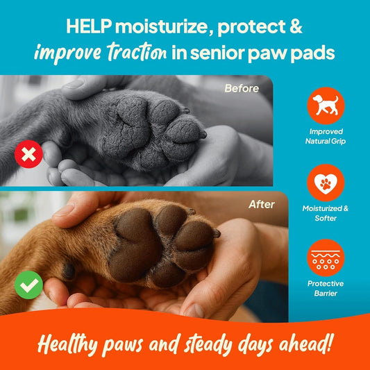 3-in-1 Paw Balm for Dogs - Protects & Improves Natural Dog Foot Pad Traction, Lick-Safe Moisturizer & Soother, Fast-Absorbing Paw Wax w/Non-Greasy Formula & Natural Ingredients - 1.69oz