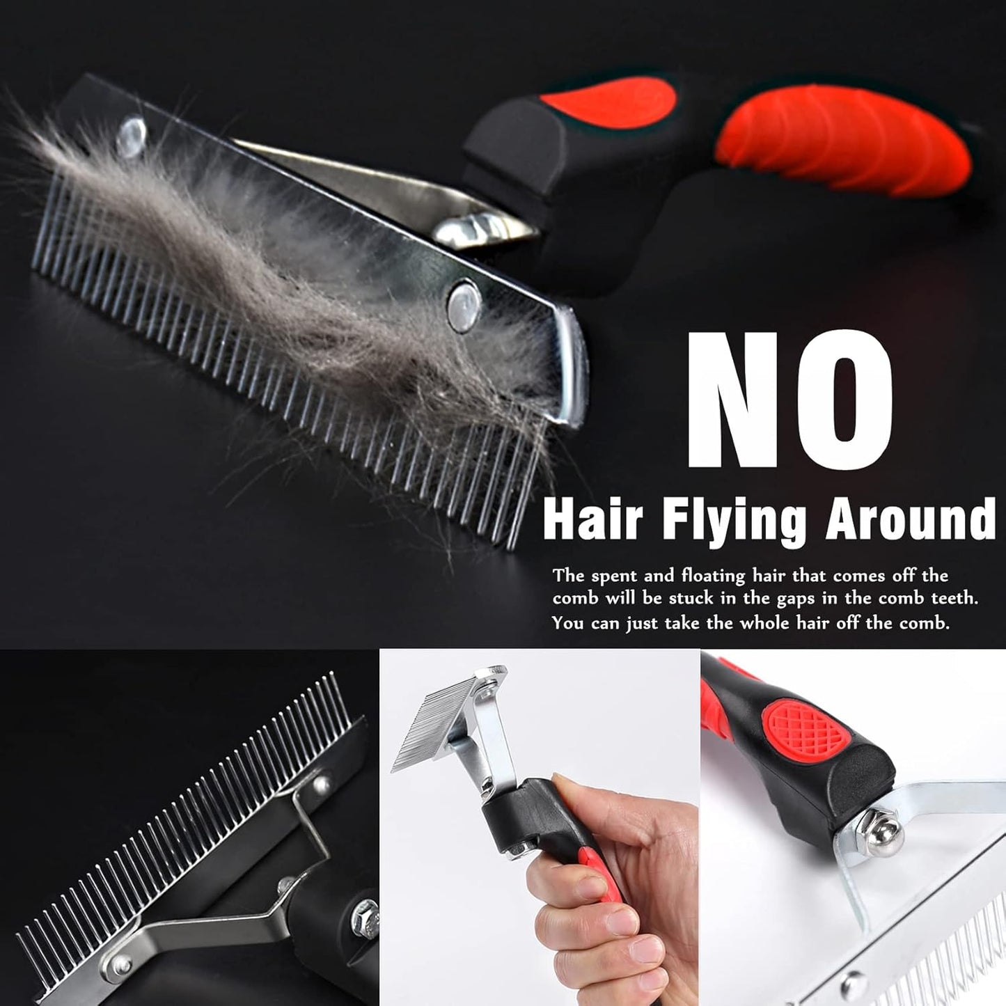 Undercoat Rake for Dogs, Long Tooth Dog Rakes Brush with Anti-Slip Handle - Dog Shedding Brushes for Grooming Long Hair Pets Husky,German Shepherd,Golden Retriever
