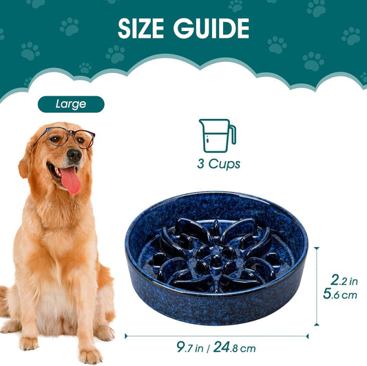 vancasso Ceramic Slow Feeder Dog Bowls, Puzzle Dog Food Bowls with Floral Maze, Anti -Slip Pet Food Dish for Small Breed, 0.6 Cups, Pink