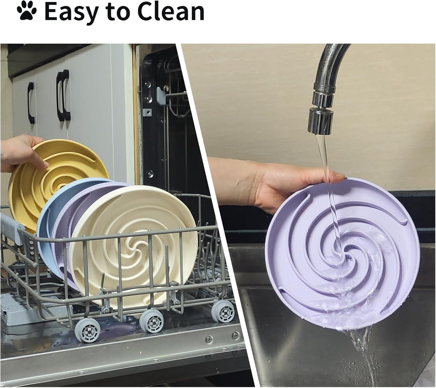 Bifeaw Slow Feeder Dog Bowls, Dishwasher Microwave Safe Silicone Puppy Puzzle Bowl with Non-Slip Design for Eating (Grey Green)