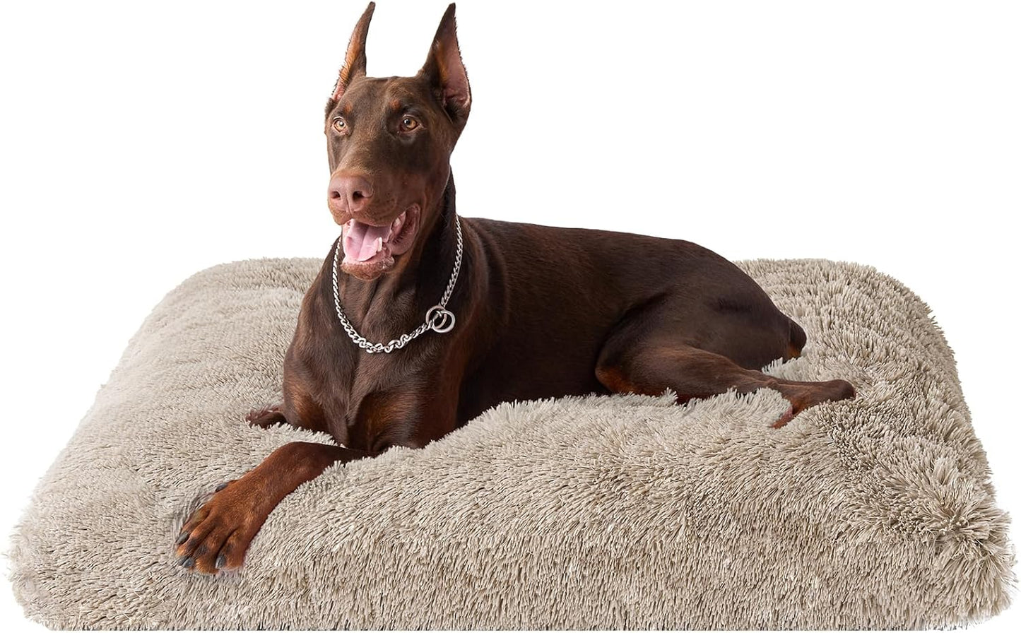 EHEYCIGA Fluffy Dog Crate Bed for Medium Dogs, Plush Faux Fur Crate Pad, Calming Anti Anxiety Medium Dog Bed, Washable Soft Warm Crate Mat with Non-Slip Bottom