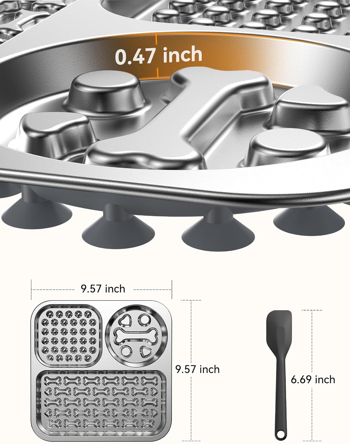 Stainless Steel Lick Mat for Dogs and Cats - FEELNEEDY Large Licking Pad with Suction Cups, Chew-Proof, Non-Slip Pet Licky Mat for Boredom Reducer and Anxiety Relief, Easy to Clean (1Pack)