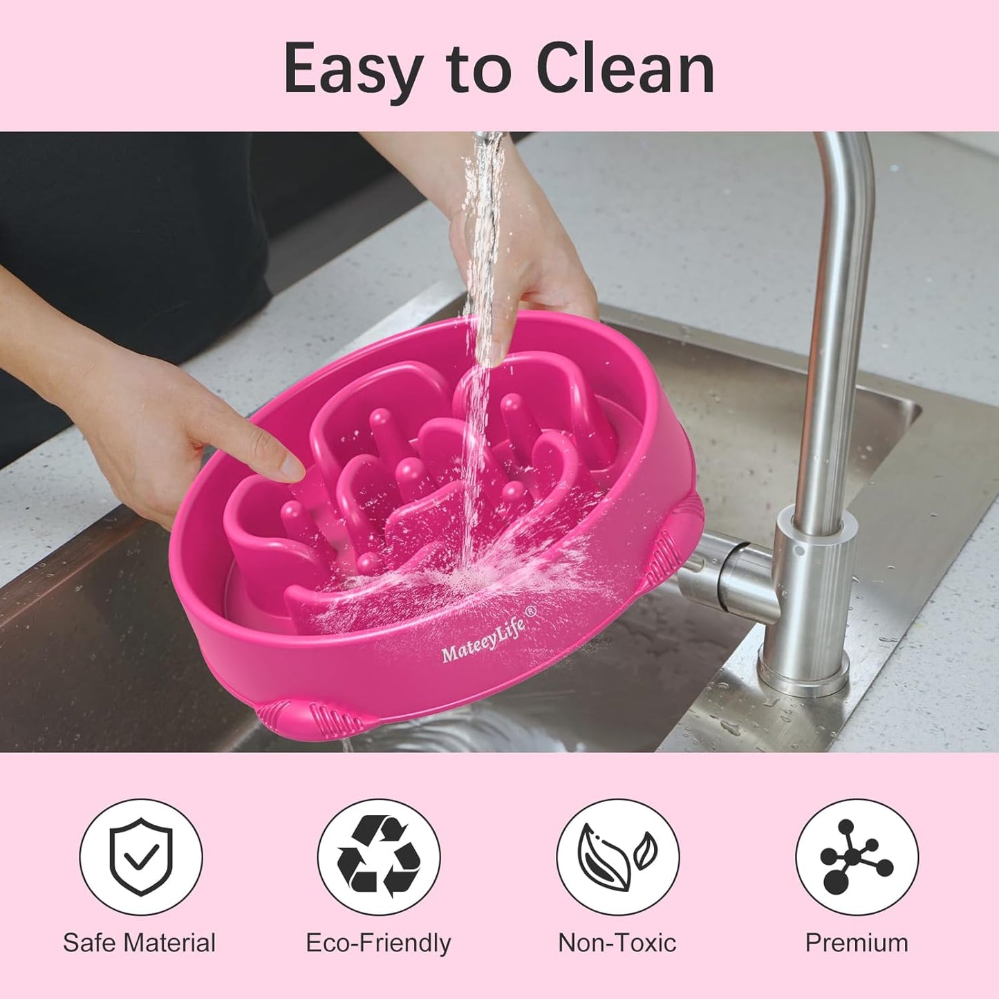MateeyLife Slow Feeder Dog Bowls 2PCS, Anti-Choking Puzzle Dog Food Bowls, Anti-Slip Interactive Feeding Slow Down Eating, Bloat Stop Maze Dishes for Medium Breeds Pink&Purple