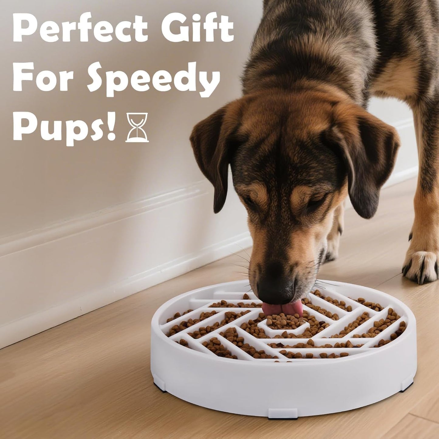 TOBYTO Slow Feeder Dog Bowls Large Medium Breed,Anti-Choking Slow Eating Dog Food Bowl,Non Slip Pet Slower Food Feeding Bowls Large Puzzle Slow Feeder Bloat Stop Maze Dog Dishes,Black