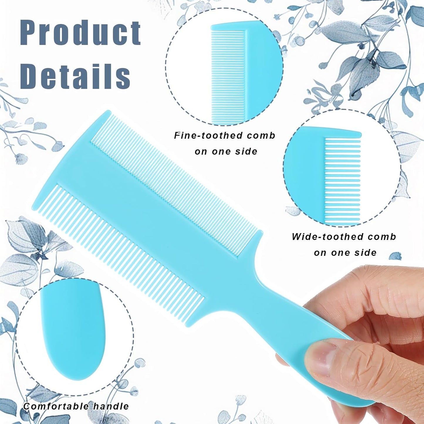 12 Pcs Head Lice Comb Plastic Fine Tooth Flea Lice Combs for Fine Hair Double Sided Nit Combs for Dandruff Removal for Adults Treatment Cats Dogs Puppy
