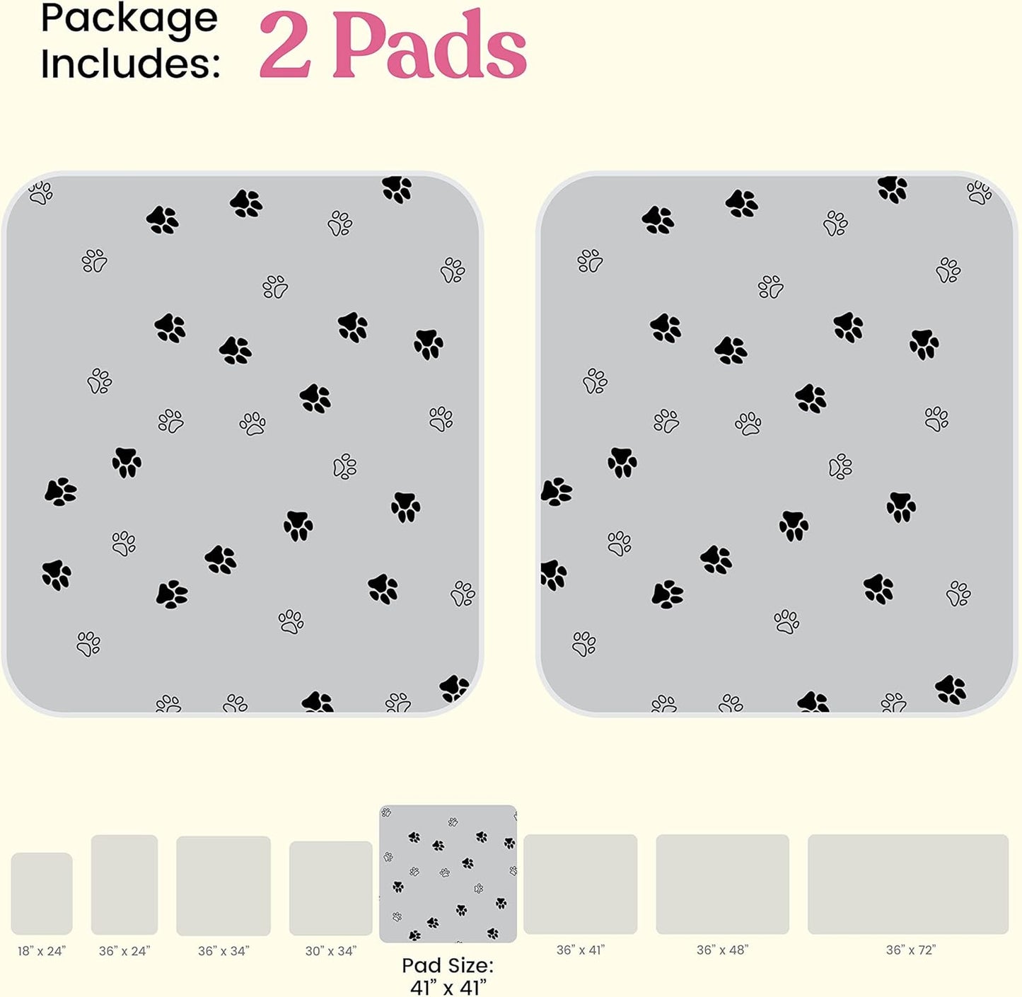 Super Absorbent Washable Pee Pads for Dogs - 2-Pack Superior Reusable Puppy Pads Pet Training Pads –100% Waterproof Dog Pee Pad Protects Against Urine Leakage Non-Slip Grip Prevents Slipping& Bunching