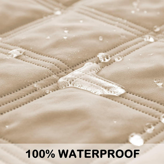 fuguitex Waterproof Dog Blanket, Pet Friendly Reversible Throw Essential for Small Dogs, Tear Resistant Leakproof Washable Couch Cushion Bed Protector Cover for Indoor Furniture(30"*70",Beige+Cream