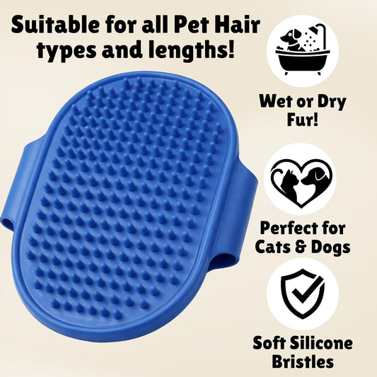 Pet Grooming & Care Kit with Styptic Powder – Dog & Cat Bath Brush, Finger Toothbrush Set, 1oz Pet Nail Stop Bleeding Powder – Complete At-Home Grooming Bundle (7, Multicolor)