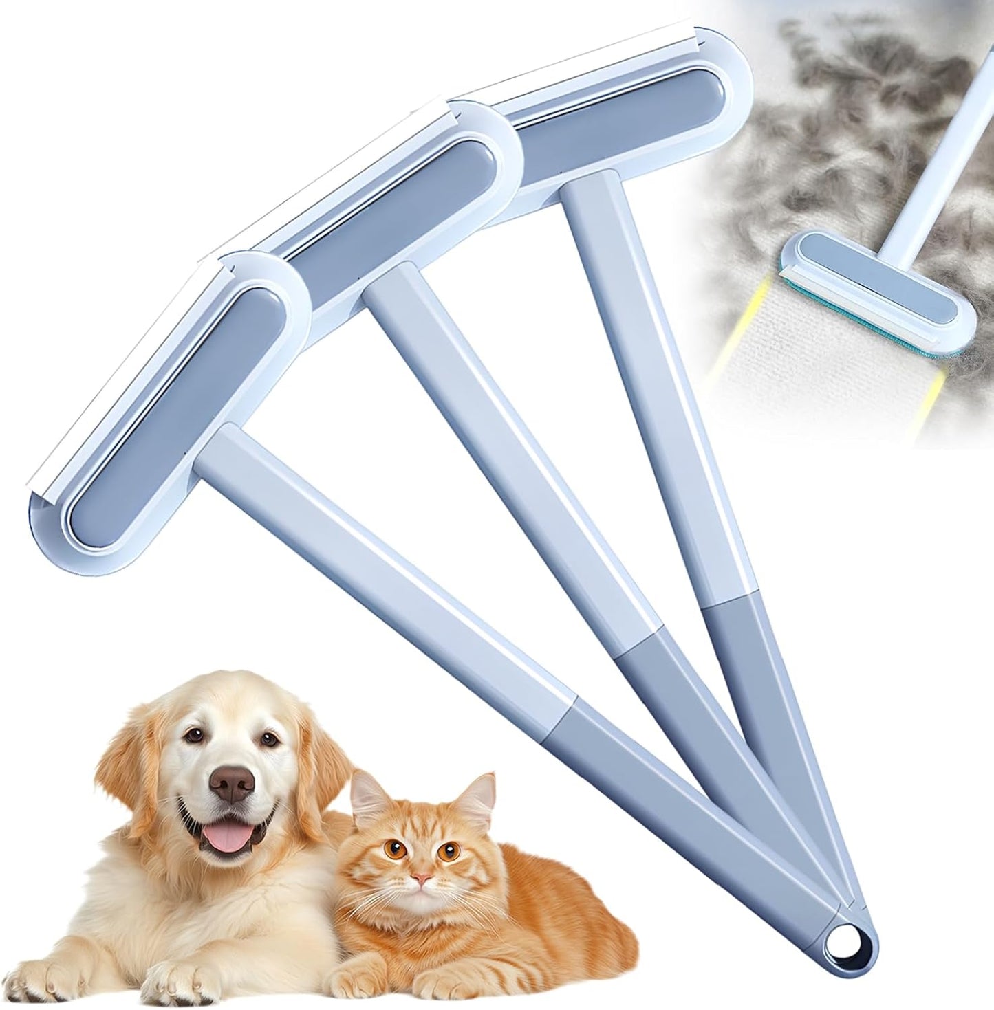 Pets Hair Remover, 2025 Upgrade 4 in 1 Pet Hair Removal Tool, Long Handle Dog Hair Remover Brush, Multifunctional Hair Remover Brush for Carpets, Clothes, Bedding (1)