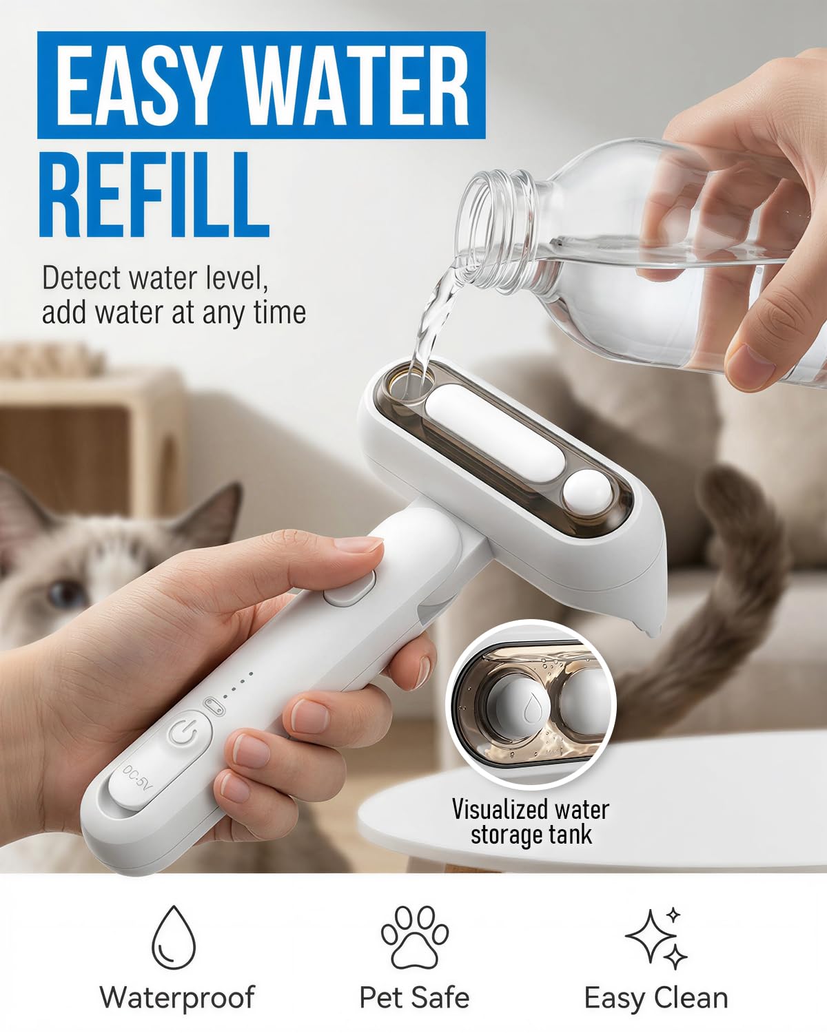 Dog Brush for Shedding & Cat Brush for Shedding, Deshedding Tool with Anti-Static Mist, Gentle Undercoat Remover, Pet Hair Remover, Self Cleaning, No Flying Fur