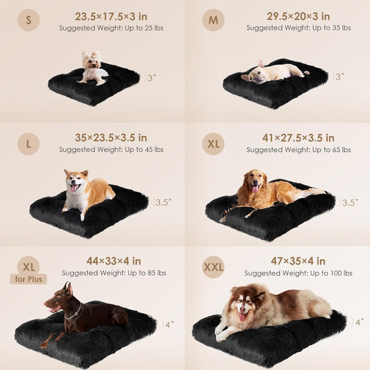 EHEYCIGA Fluffy Dog Crate Bed for Medium Dogs, Plush Faux Fur Crate Pad, Calming Anti Anxiety Medium Dog Bed, Washable Soft Warm Crate Mat with Non-Slip Bottom
