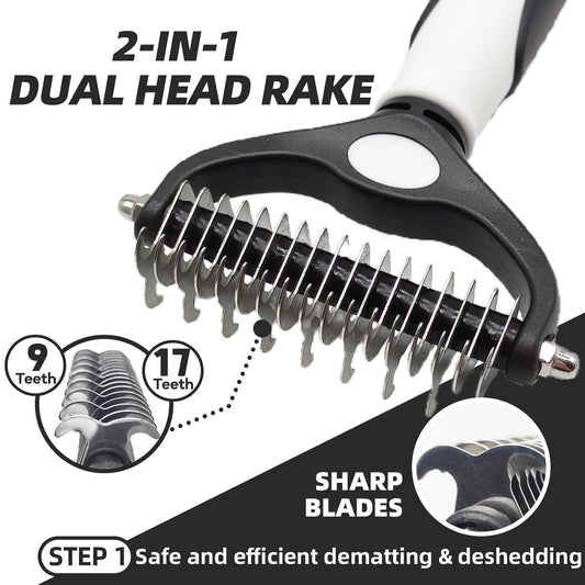 Dog Brush for Shedding,7 PCS Pet Grooming Brush Kit to De-fur & Hair Slicker Deshedding Brushes with Undercoat Rake Comb Bath Brush&Nail Clipper for Grooming Short Long Haired Dogs Cats Blue