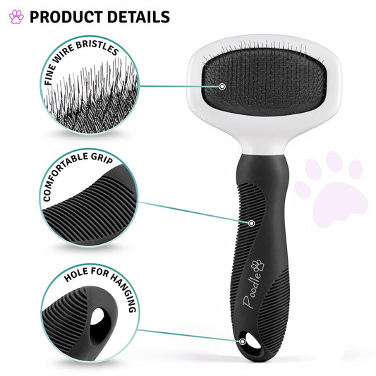 Poodle Pet Slicker Brush - For Dogs, Cats, Rabbits - Matted/Loose Fur, Knots - Suitable for Doodle/Goldendoodle Grooming and Shredding Short/Long Hair
