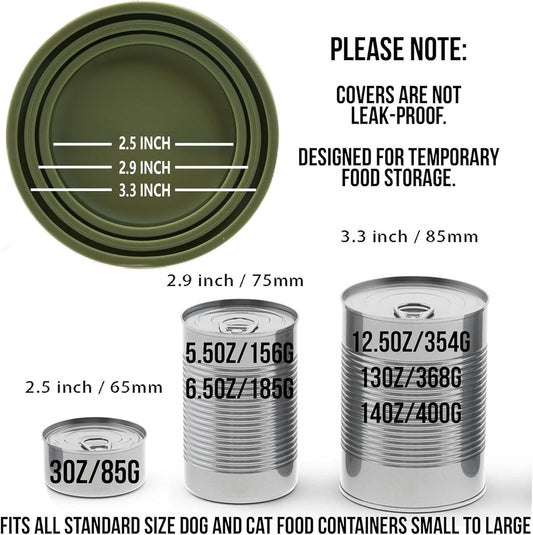 OHMO 2 Pack Dog Food Can Lids, (3, 12, 14oz etc.) Universal Size BPA Free Silicone Covers for Cat and Pet Food, Light Green
