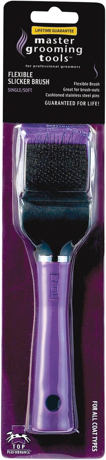 Master Grooming Tools Double-Sided Hard Flexible Slicker Brushes — Versatile Brushes for Grooming Dogs - Green, 8"L x 4"W, Large, Teal