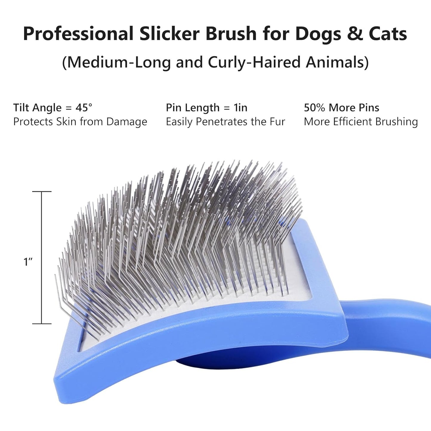 3PCS Slicker Brush for Dogs & Pet Comb,Professional Dog Grooming Brush (Goldendoodles,Poodles,Labradoodles) with Extra Long Pins to Effectively Remove Tangles, Knots,Mats Hair Collection Bottle(Black)