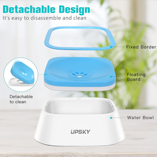 UPSKY No-Spill Pet Water Bowl, Slow Water Feeder, No-Slip Pet Water Dispenser 35oz Feeder Bowl for Dogs and Cats