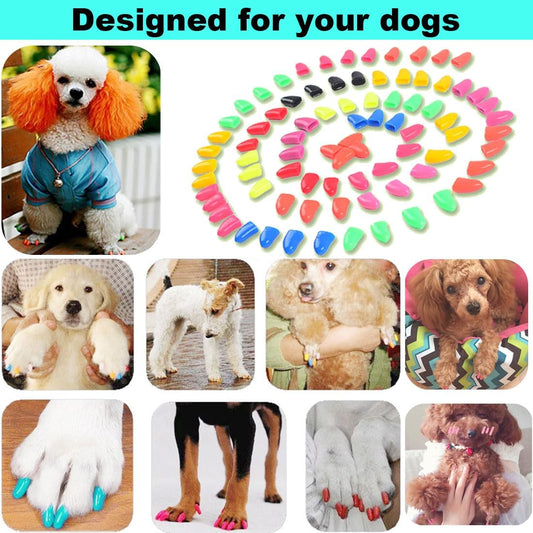 VICTHY 120pcs (12 Colors) Dog Nail Caps | Dog Claw Covers Dog Nail Covers with Adhesives Glue and Applicators(XXL)