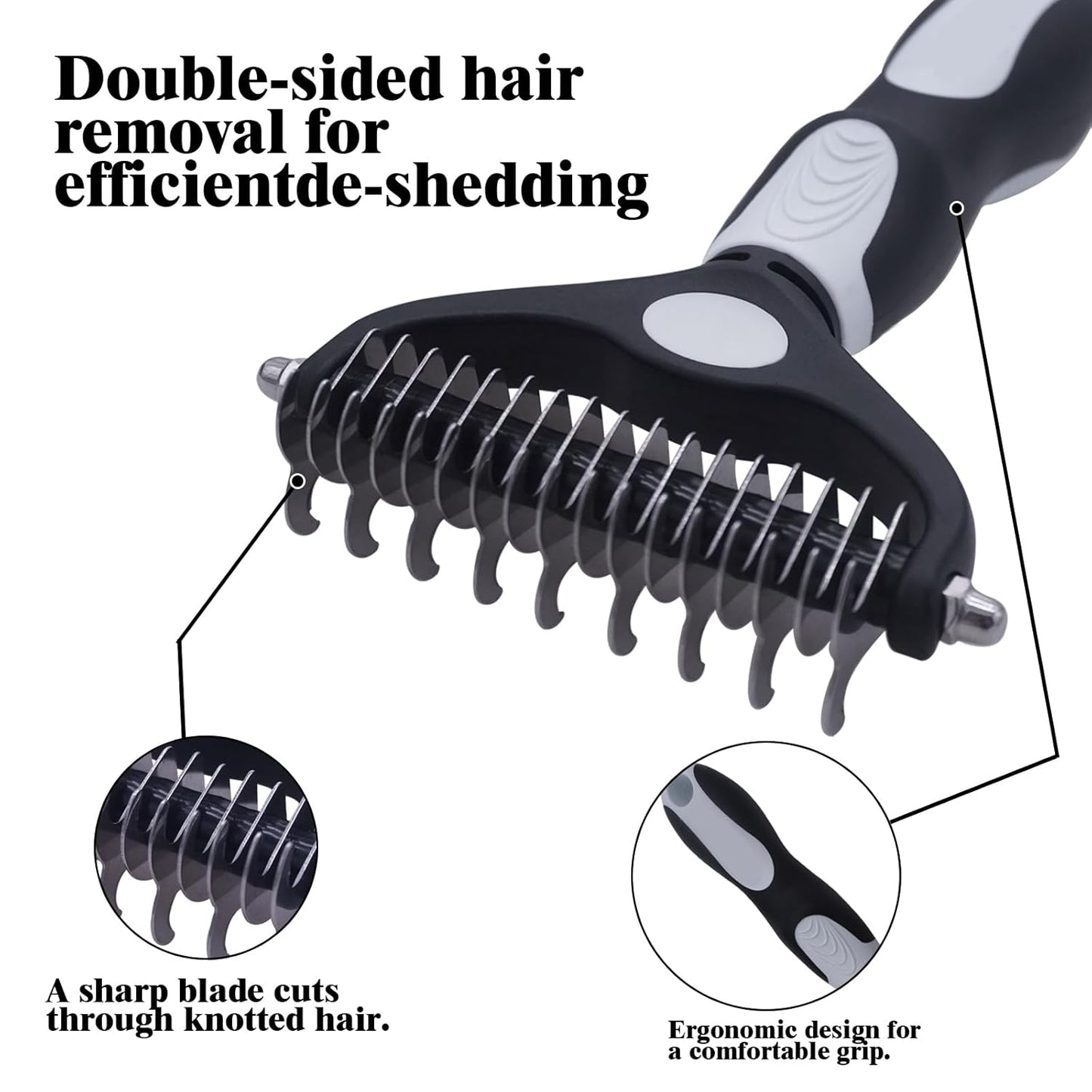 Dog brush Dog Grooming Kit 3PS: self-cleaning slicker brush dog Deshedding Tool&TPR Dog Bath Brush for dogs cats horse Home Travel (white)