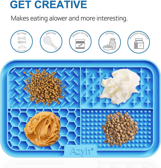 Azyh Licking Mat for Dogs & Cats 2 Pack, Slow Feeder Lick Pat for Large Dogs and Puppies, Anxiety Relief Dog Toys Feeding Mat for Butter Yogurt Peanut, Pets Bathing Grooming Training Mat (9.9'' × 6'')