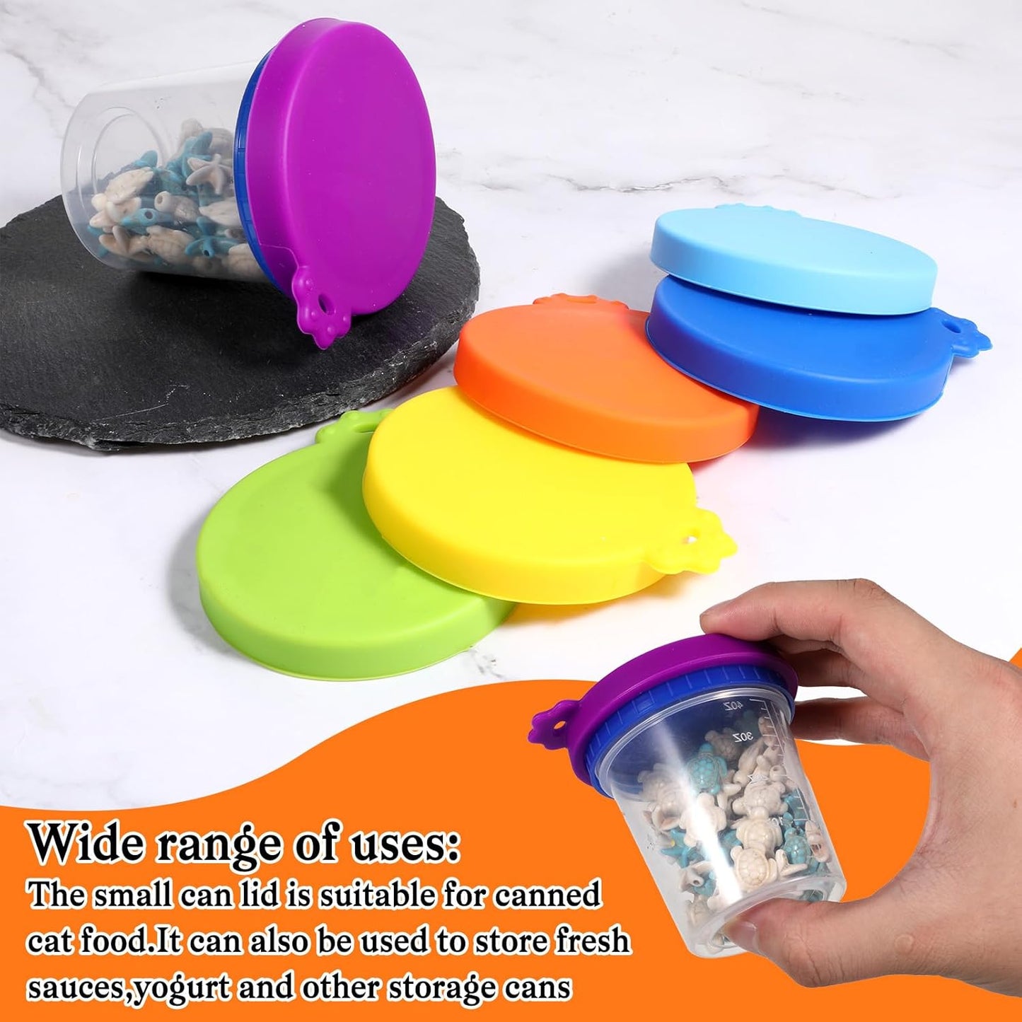 EupHHonycs 6 Pcs Cat Food Can Lids Silicone Small Pet Can Covers Dishwasher Safe for 3 oz Cat Wet Food Cans or Canned Good