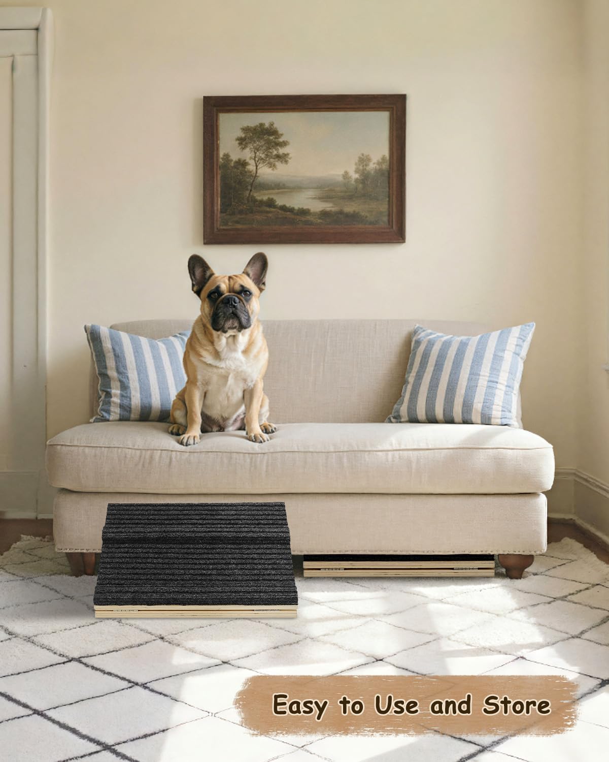 Foldable Wooden Dog Ramp for Stairs, Upgraded Non-Slip Dog ramps, 2 Packs for Small or Medium Dogs and Cats, Step and Stair for Injured and Elderly Pets(No Installation Required)
