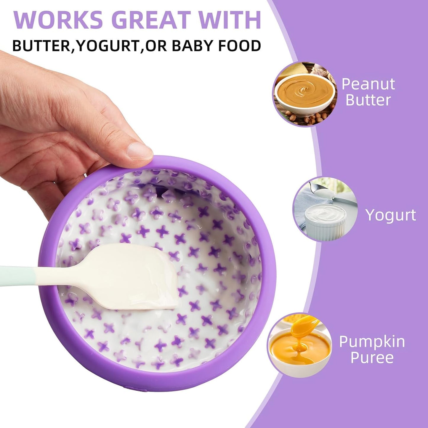 Dog Lick Bowl, Bestalk Anxiety Relief Lick Mat for Dogs, Non-Slip Freeze Licking Bowl Enrichment Puzzle Feeder for Distraction, BPA Free Silicone, Dishwasher Safe(Purple,L)