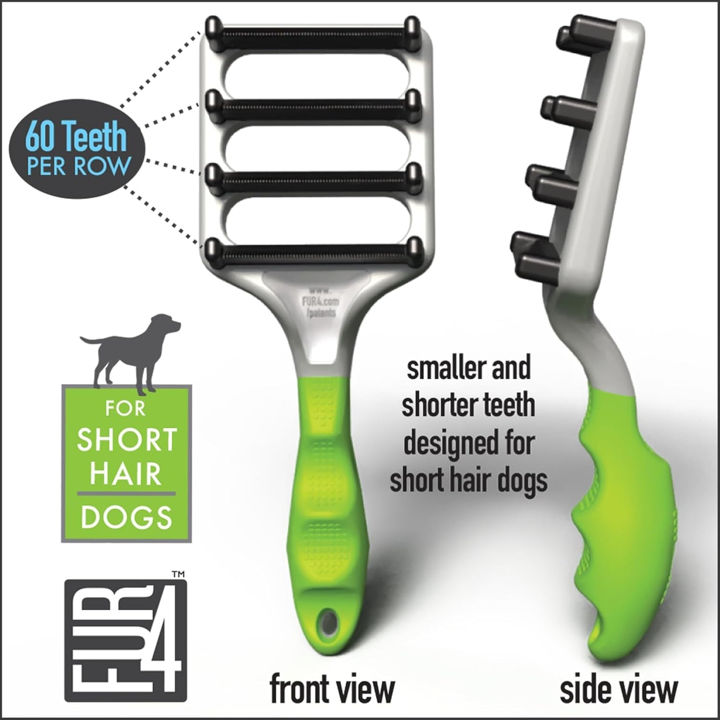 FUR4 deShedding Dog Brush for Long Hair Dogs – Pet Hair Brush with 4 Carbon Fiber Edges – deShedding Tool Removes Loose Fur – Gentle & Effective Dog Grooming Brush for Shedding