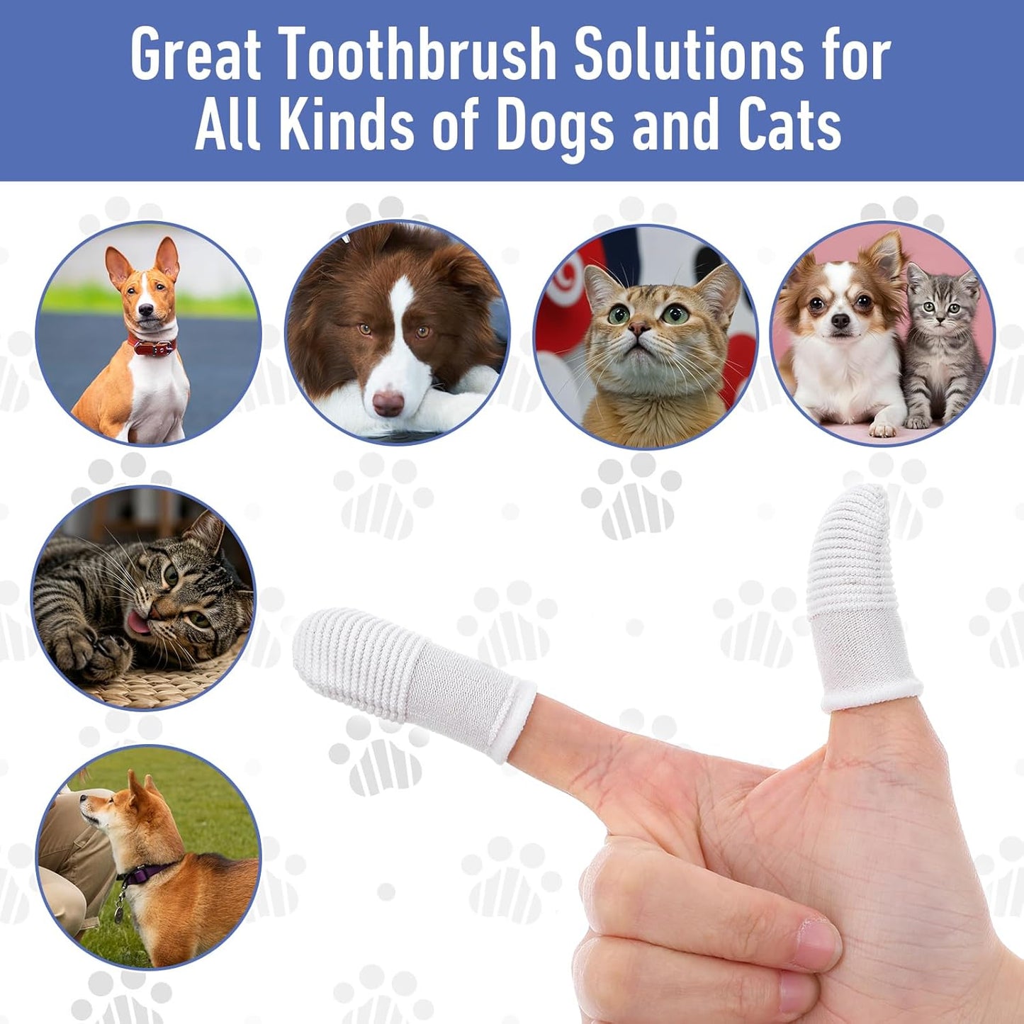 Pet Dental Care Kit 60 PCS Dog Finger Toothbrush Set Soft Finger Toothbrush for Dog Teeth Cleaning Washable Pet Dental Care Kit with Cleaning Wipes for Small Dogs Cats Puppies & Kittens at Home