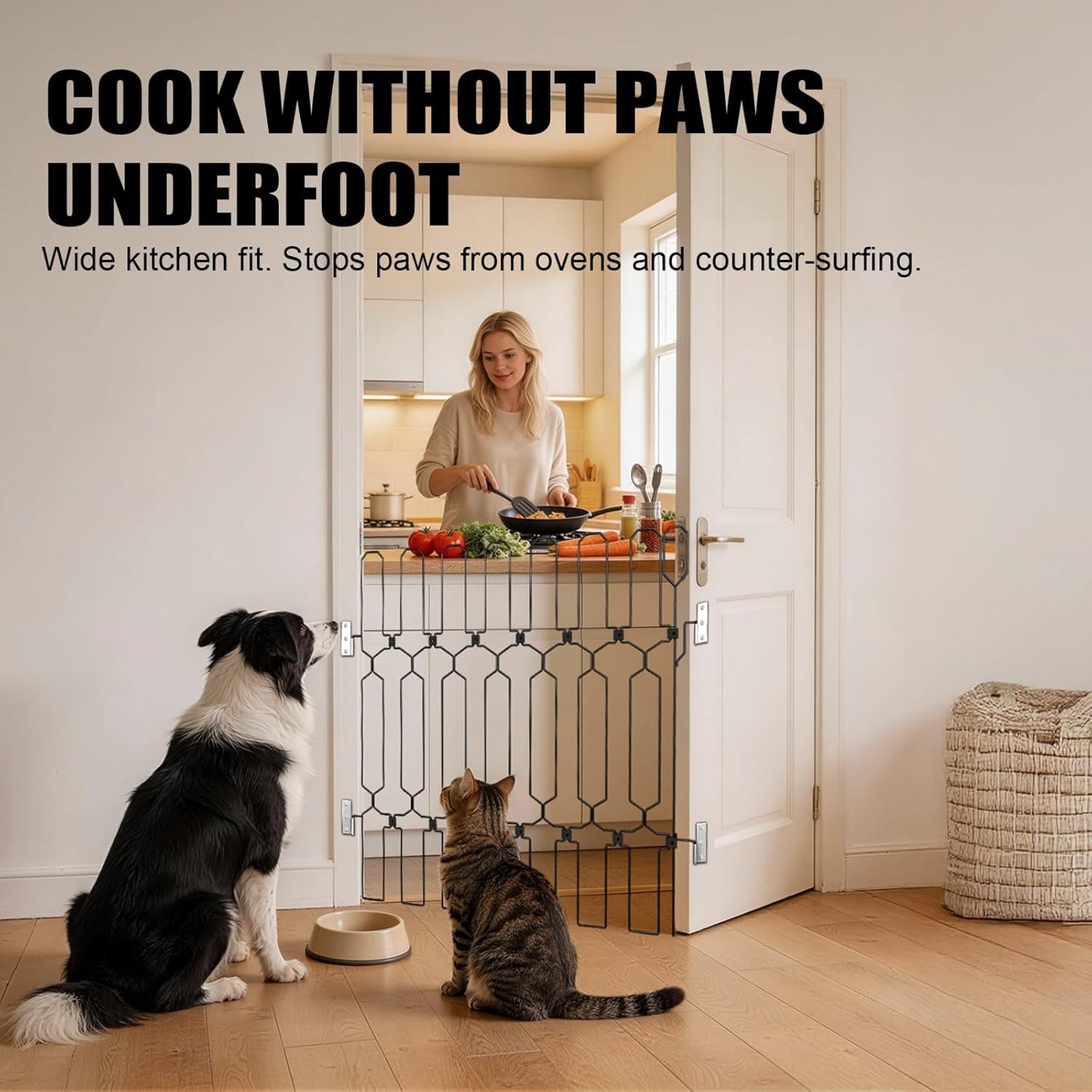 Retractable Dog Gate for Front Door, 30.7" W x 30.7" H Safety Metal Pet Gate for Dogs When Opening, Easy Install Front Entry Dog Door Barrier