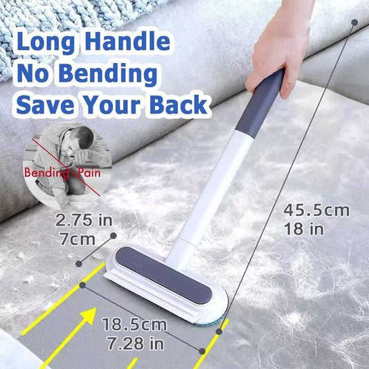 4 in 1 Pet Hair Remover, Reusable, Effective Cat and Dog Hair Removal Cleaning Tool with 17-Inch Extra Long Handle Multifunctional Fur Lint Brush for Couch, Furniture, Carpet, Clothes, Bedding
