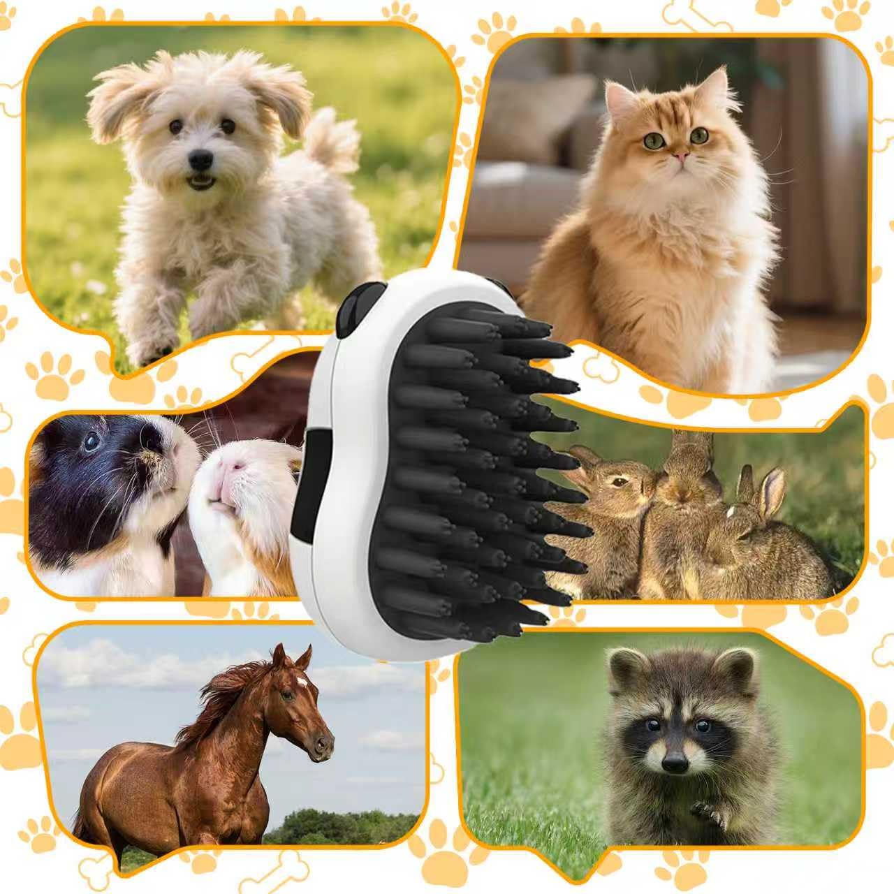Dog Brush for Long Haired TPR Massage Soft Bristles & 3-Point Brush Head for Bathing Grooming De-Shedding & Detangling Shower Brush for Dogs and Cats