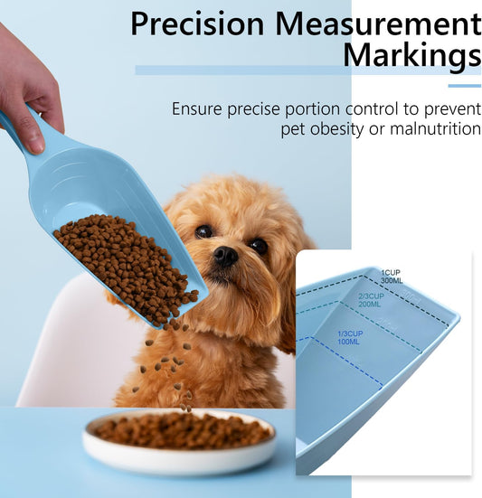 Food Scoop, Cup Capacity Dog Food Scooper With Measuring Lines For Dog, Puppy and Cat Coffee Bean Scoop, Flour Scoop 2 Pack (Grey)