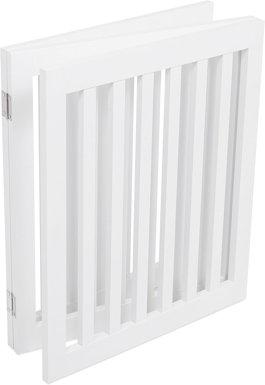 INTERNET'S BEST Dog Gate Indoor Freestanding Pet Barrier, Folding Wood Dog Fence, Extra Wide Doorway Puppy Gate, Indoor Animal Privacy Panel, Wooden Cat Fence - 3 Panel - 24", White