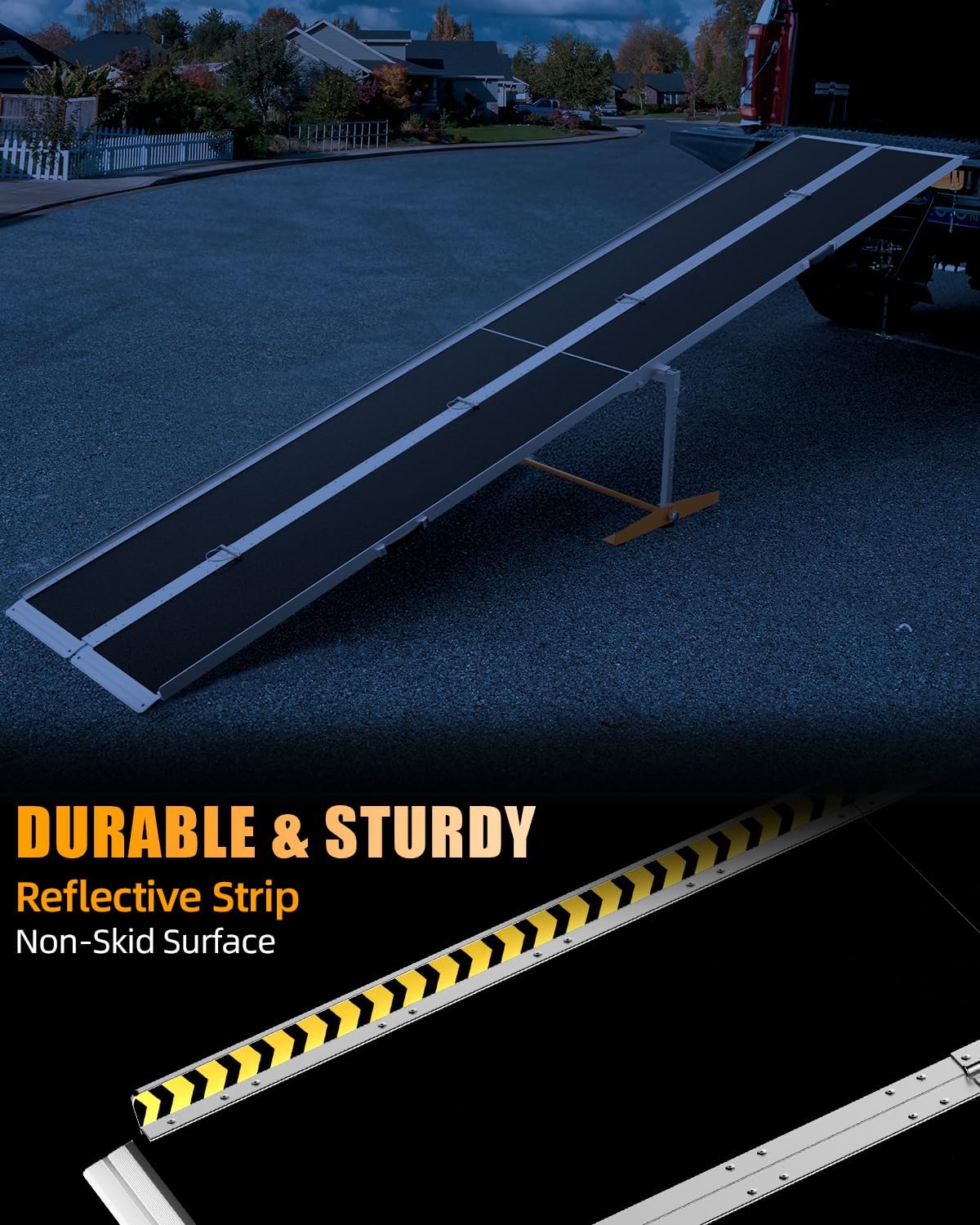 VNN Portable Wheelchair Ramp 4FT, Non-Slip Aluminum Ramps for Wheelchairs for Home, Handicap Wheelchair Ramps for Home Steps, Aluminum Loading Dock Plates, Doorways, Black