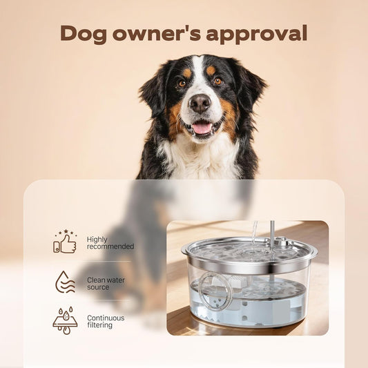 Dog Water Fountain for Large Dogs: 7L/236oz/1.8G Dog Fountain Stainless Steel - Big Cat Drinking Fountain Indoor - Super Quiet Water Fountain for Dogs Inside - for Large Dog Cats & Multi-Pet Home