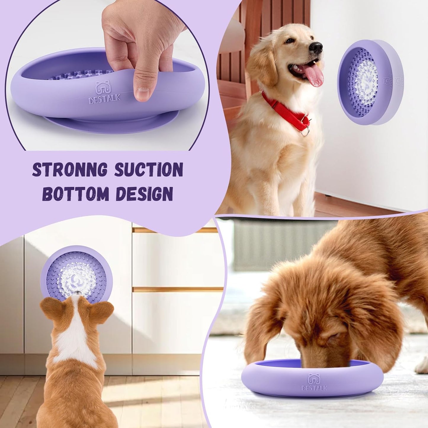 Dog Lick Bowl, Bestalk Anxiety Relief Slow Feeder Dog Lick Mat Treat Dispenser, Non-Slip Licking Bowl Enrichment Toys, BPA Free Silicone, Dishwasher Safe
