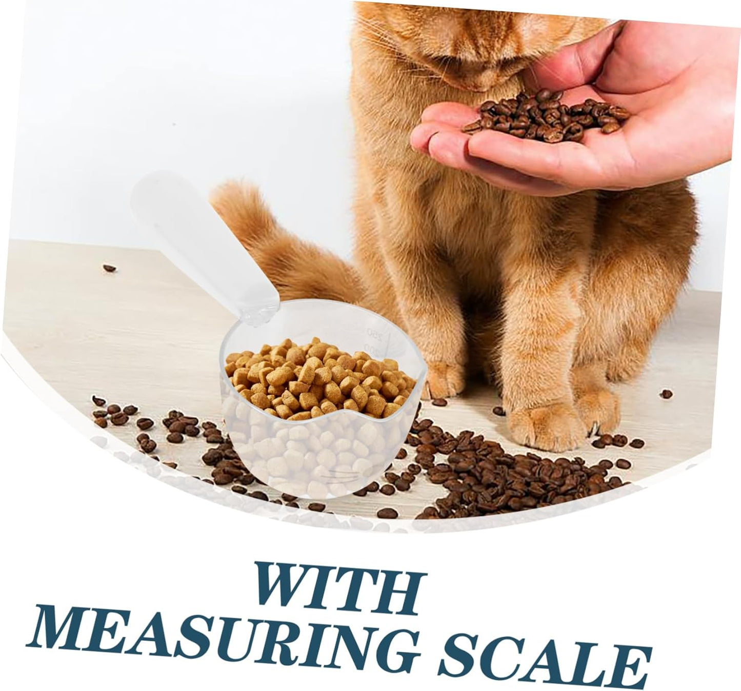 Pet Food Holder Spoon Portable Dog Food Scoop with Clip Compact Design for Convenient Feeding of Dogs Cats Stylish White with Measurement Scale