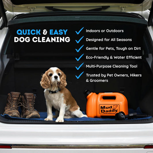 Dog Washer - Portable Paw Cleaner with Bath Brush, Shower Hose Attachment, and 1.3 Gallon (5L) Capacity in Orange